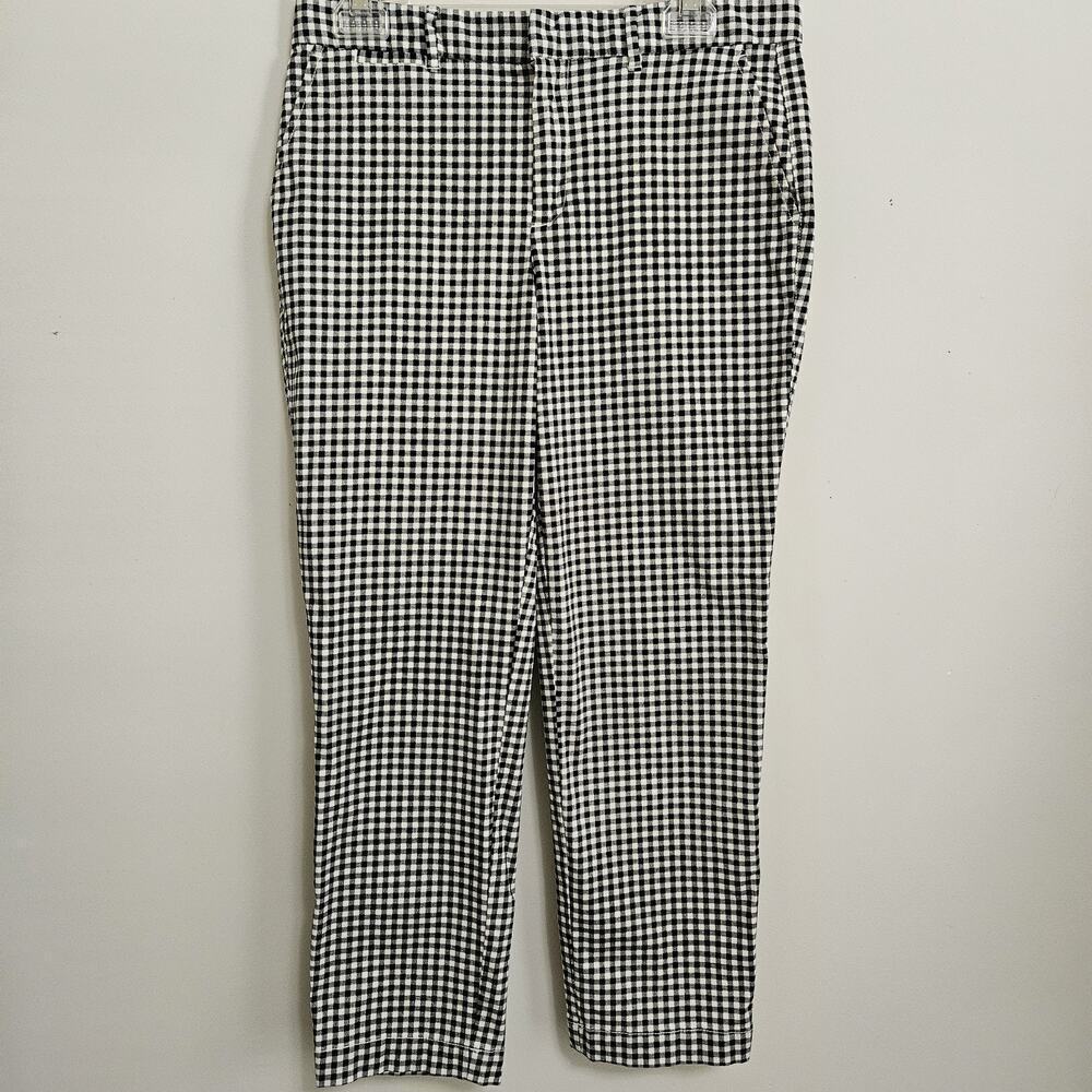 GAP Slim City Crop Pants size 6 Black White Checked 25" inseam Pockets women's